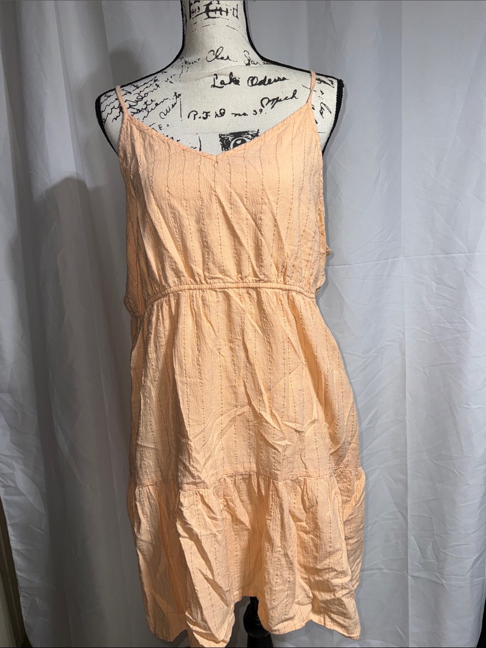 SO Peach Tiered Spaghetti-Strap Dress
